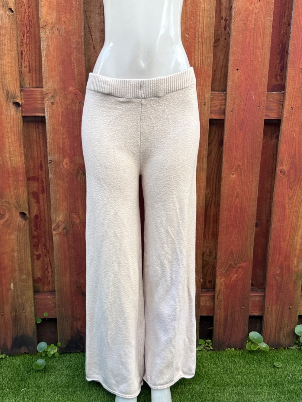 Sincerely Jules Cream Wide-Leg Knit Pants Size L